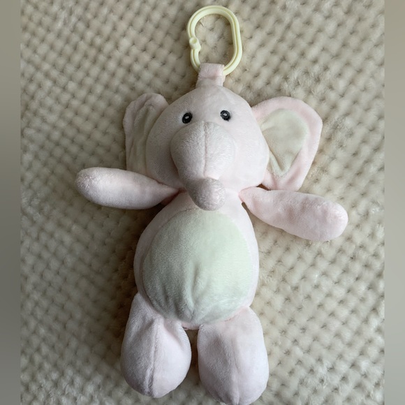 KELLYTOY Plush Pink Elephant Rattle Crinkle Ears Embroidered Eyes Stuffed Animal - Picture 2 of 9